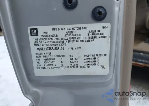 2005 GMC Yukon Slt from USA, damaged, VIN 1GKEK13T55J183154